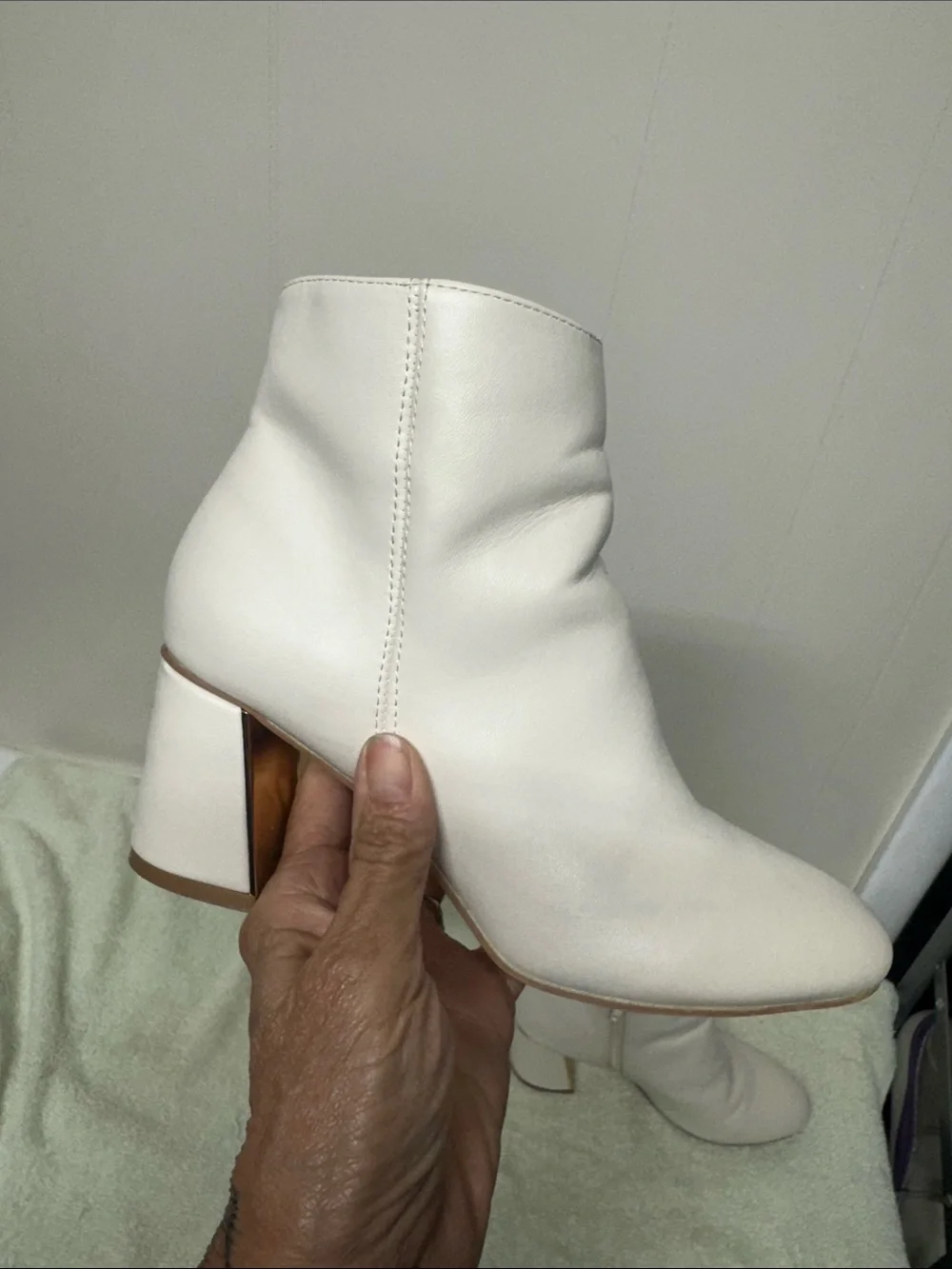XOXO Cream Ankle Booties with Side Zip